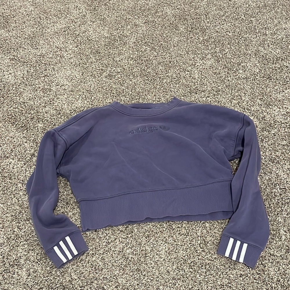 Cropped purple oversized sweatshirt